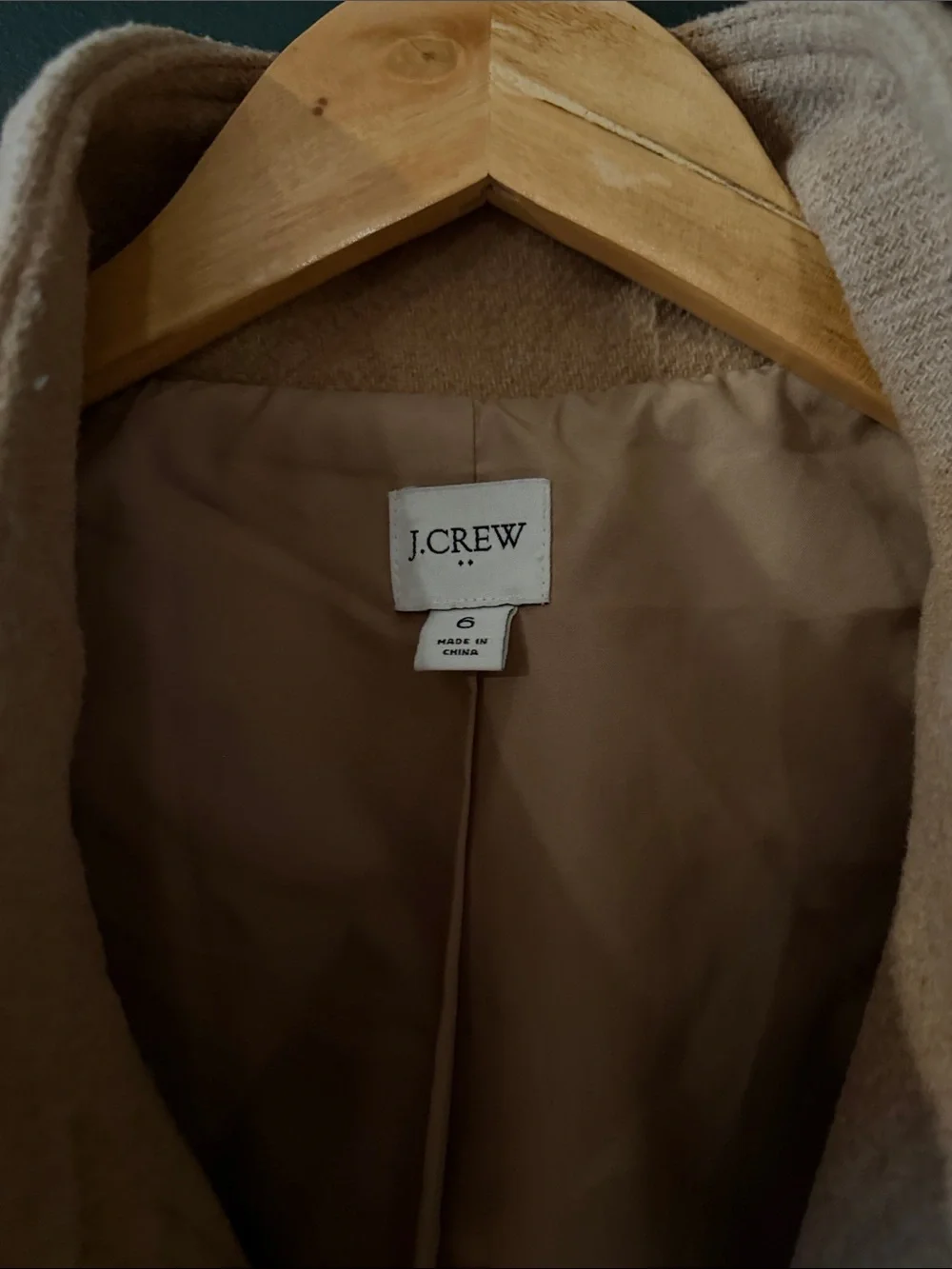 J. Crew Women's Tan Wool-Blend Pea Coat - Picture 2 of 3